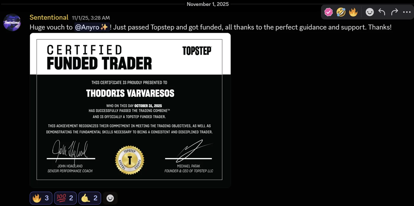 Theodoris V. — Certified TopStep funded trader